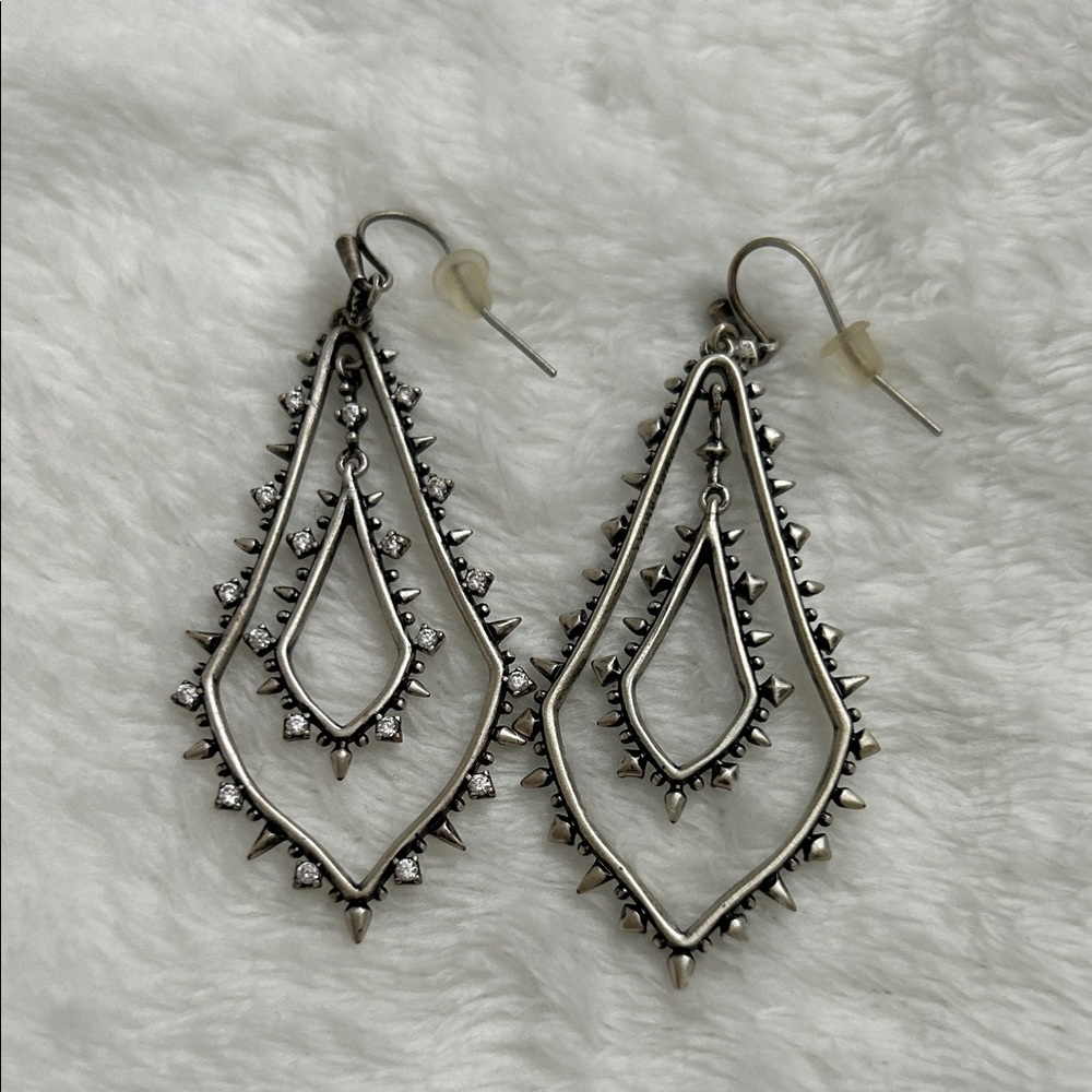 Stella & Dot Edgy Silver Teardrop Earrings